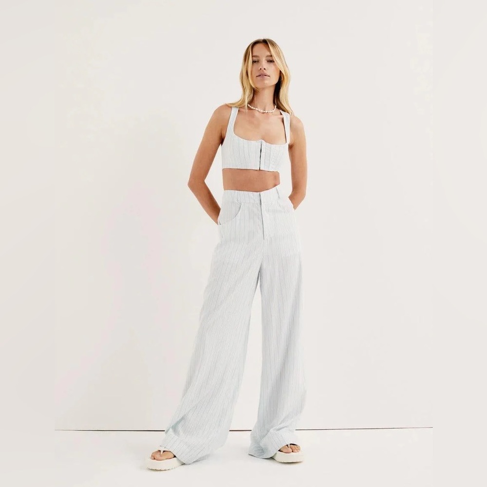 NWT For Love and Lemons Skyler Crop Top and wide leg pants. Size XS
